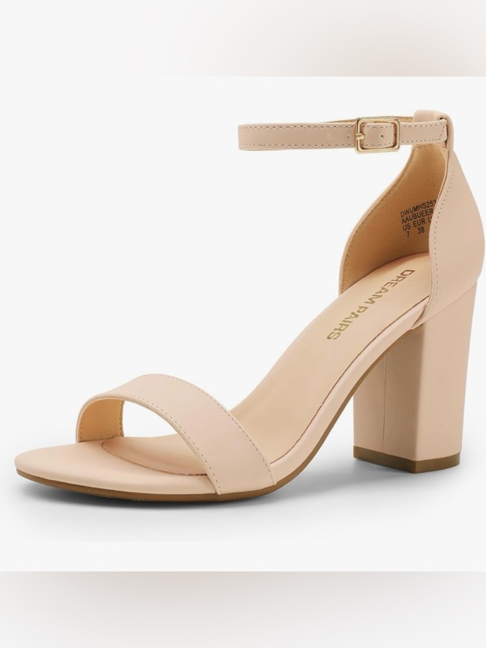 Dream Pairs Nude Block Heel Ankle Strap Sandals